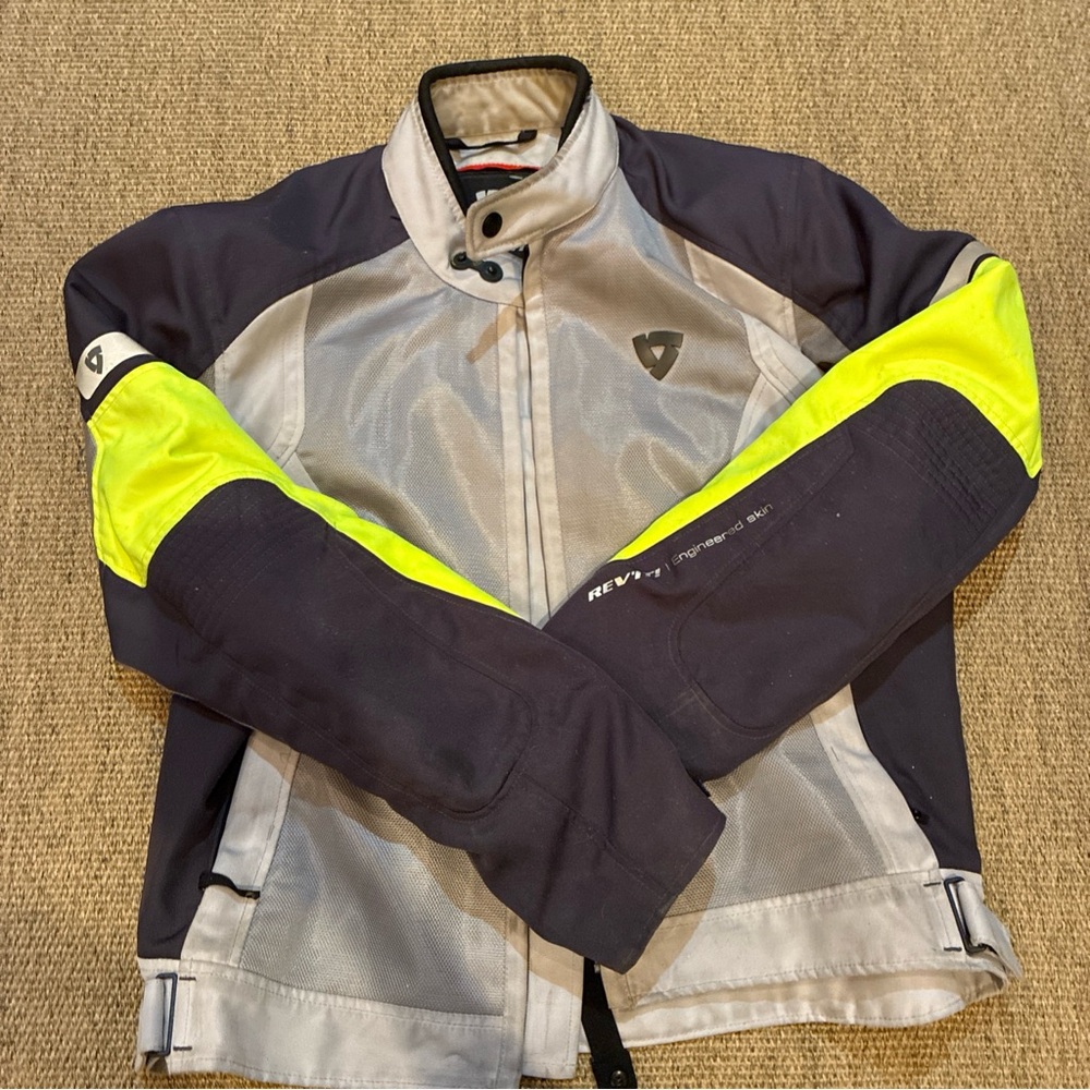 REV'IT Airwave Motorcycle Jacket Silver/Yellow XL Shoulder Elbow Hard Pad * Read - Picture 11 of 11
